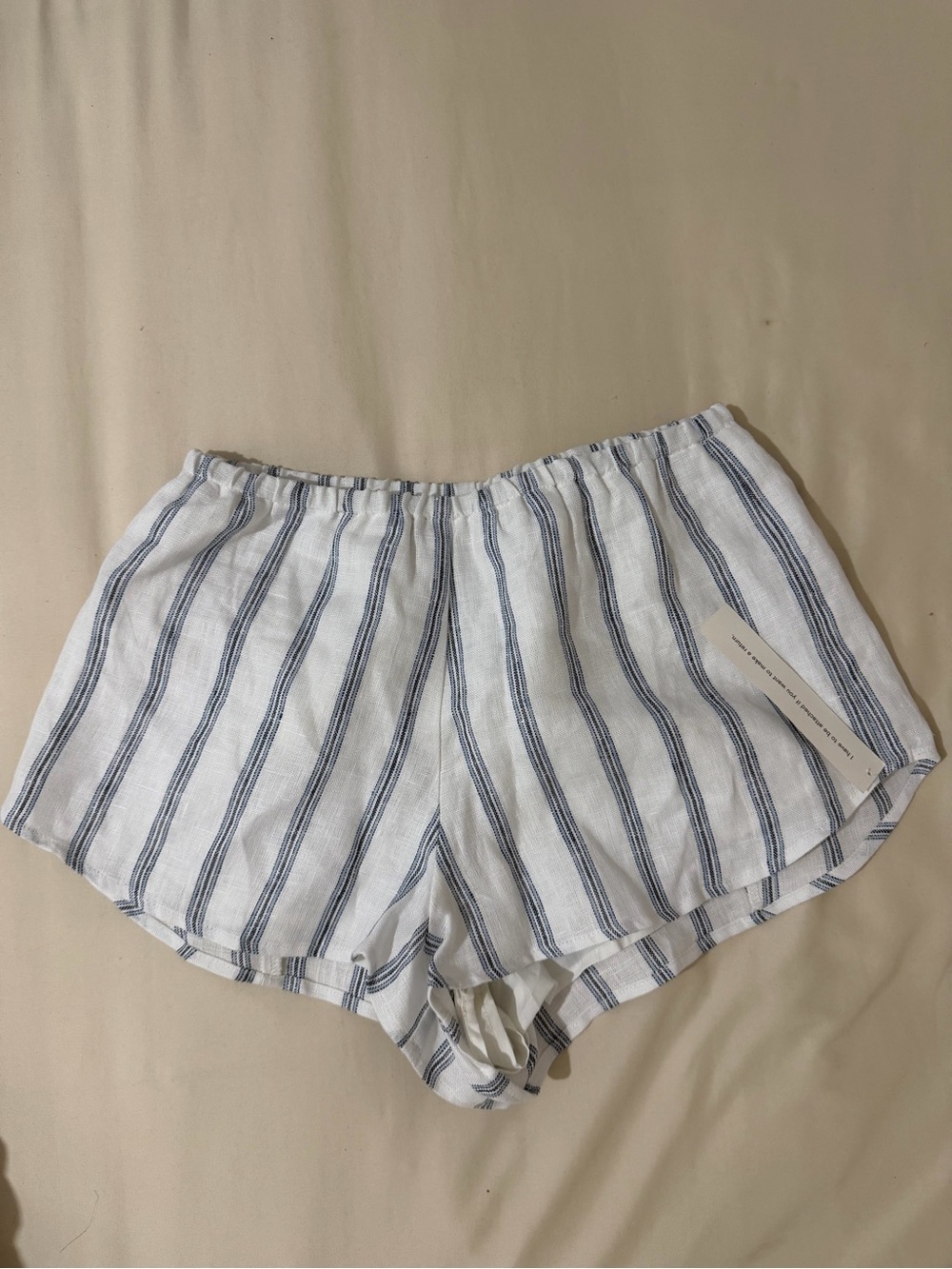 Reformation Striped Linen-Blend Women’s Shorts - White & Blue